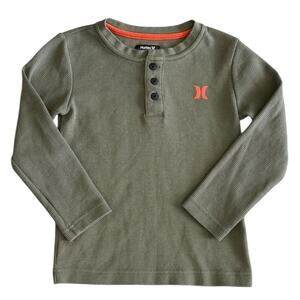 HURLEY Boys Green Waffle knit Top Size 4/5